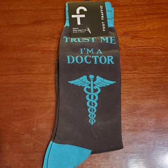 Socks New Trust Me I'm A Doctor Foot Traffic Cotton Blue Men Size 7 8 9 10 11 12 - Picture 1 of 5